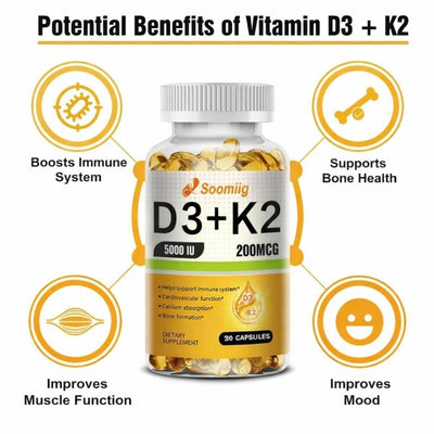 Vitamin D3 + K2 MK - 7 Daily Wellness Capsules - JumpingDots