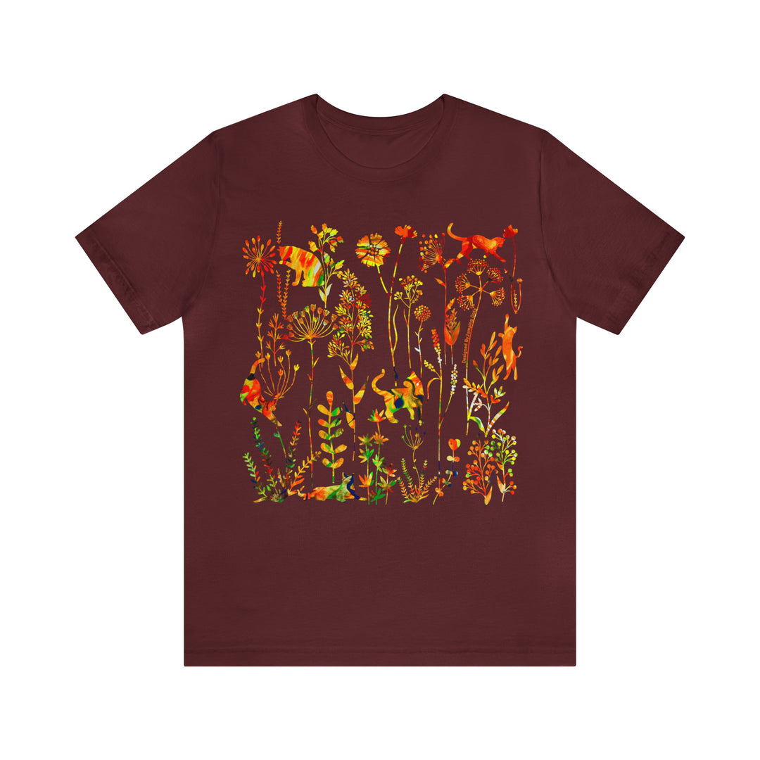 Wildflowers And Cute Cats T-Shirt - T-Shirt - JumpingDots
