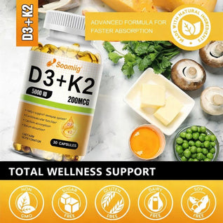 Vitamin D3 + K2 MK-7 Daily Wellness Capsules
