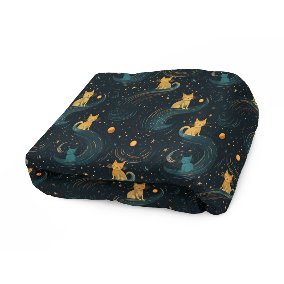 Celestial Galaxy Cat on Fleece Sherpa Blanket - Home Decor - JumpingDots