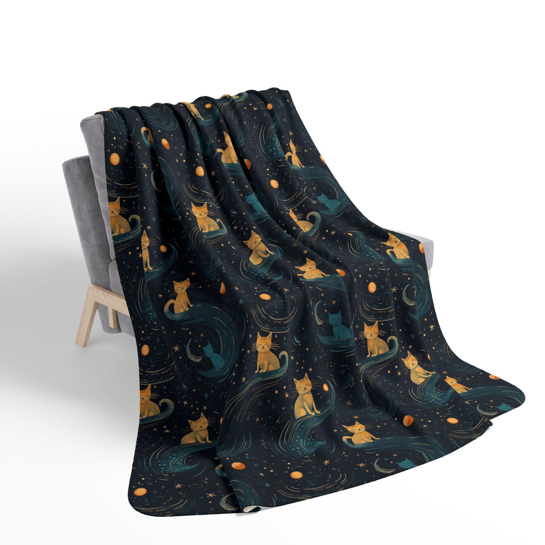 Celestial Galaxy Cat on Fleece Sherpa Blanket - Home Decor - JumpingDots