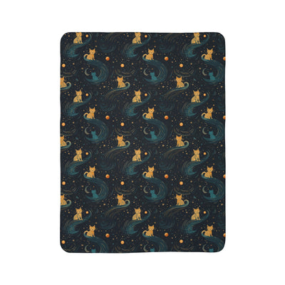 Celestial Galaxy Cat on Fleece Sherpa Blanket - Home Decor - JumpingDots