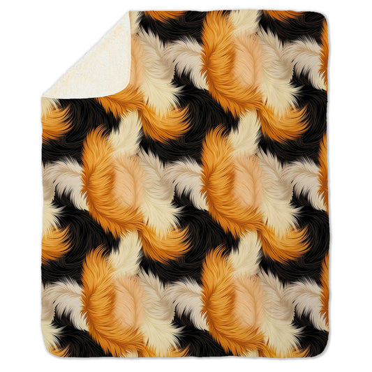 Cozy Calico Cat Fur Print on Fleece Sherpa Blanket