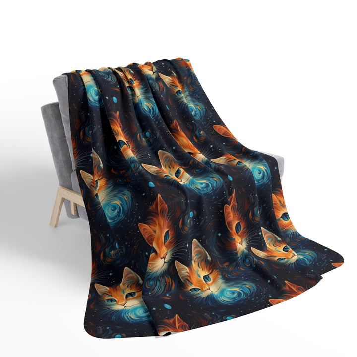 Galaxy Cat on Fleece Sherpa Blanket - Home Decor - JumpingDots