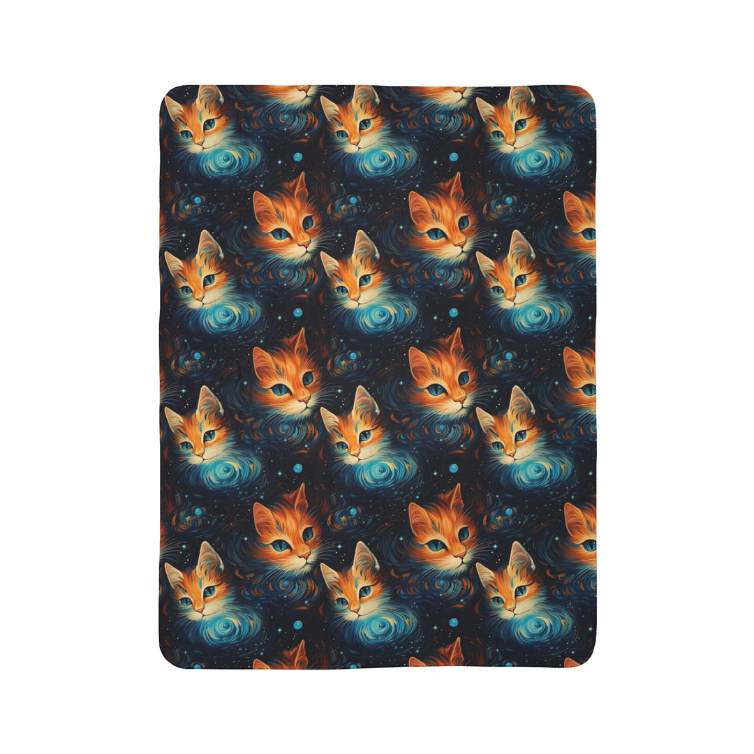 Galaxy Cat on Fleece Sherpa Blanket - Home Decor - JumpingDots