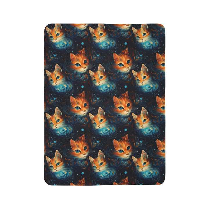 Galaxy Cat on Fleece Sherpa Blanket - Home Decor - JumpingDots