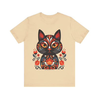 Vintage Khokhloma Cat T-Shirt - T-Shirt - JumpingDots