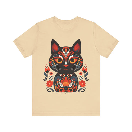 Vintage Khokhloma Cat T-Shirt - T-Shirt - JumpingDots