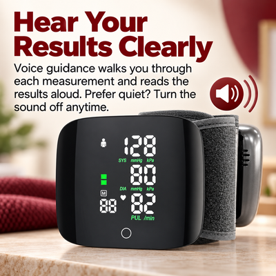 Rechargeable Digital Wrist Blood Pressure & Heart Rate Monitor
