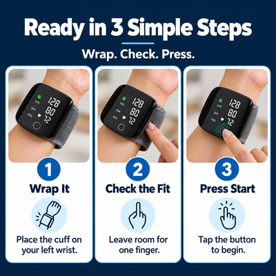 Rechargeable Digital Wrist Blood Pressure & Heart Rate Monitor