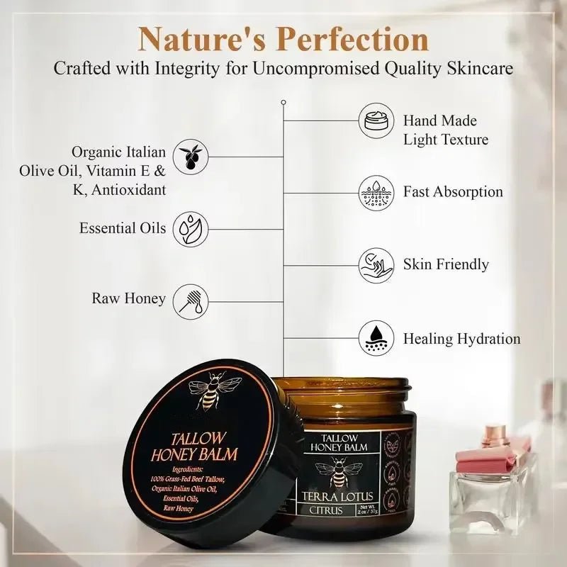 Organic Grass - Fed Beef Tallow Balm with Raw Honey - JumpingDots