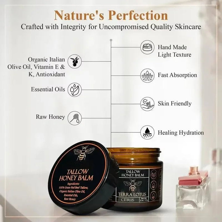 Organic Grass - Fed Beef Tallow Balm with Raw Honey - JumpingDots
