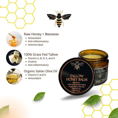 Organic Grass - Fed Beef Tallow Balm with Raw Honey - JumpingDots