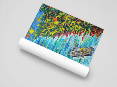 Starry Serenade- Steamboat Voyage Under the Night Sky on the Poster - Poster - JumpingDots