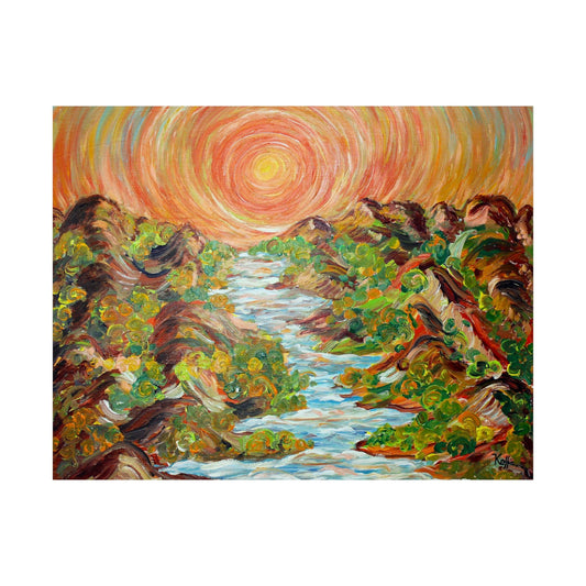 Golden Paradise- Rolling Hills under the Ethereal Sun on the Poster - Poster - JumpingDots