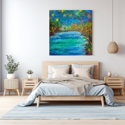 Cosmic Lake- A Night Symphony on Canvas - Canvas - JumpingDots