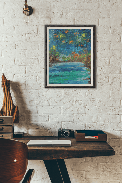 Cosmic Lake - A Night Symphony on the Poster - Poster - JumpingDots