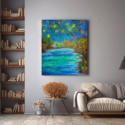 Cosmic Lake- A Night Symphony on Canvas - Canvas - JumpingDots
