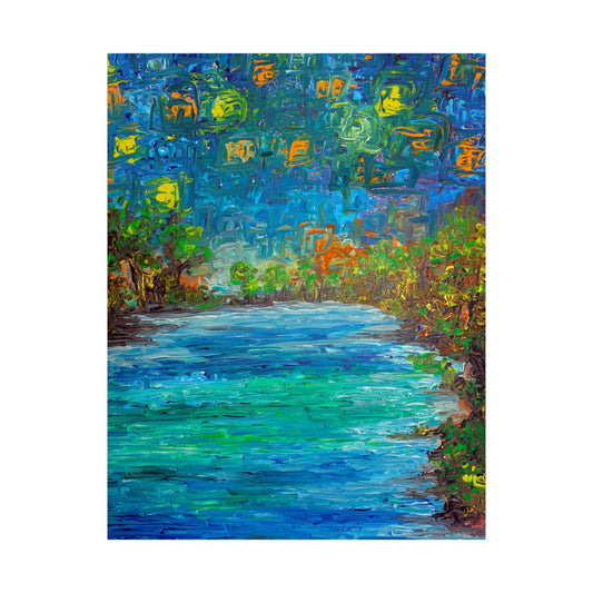 Cosmic Lake - A Night Symphony on the Poster - Poster - JumpingDots