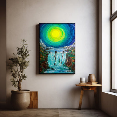 Moon Falls at Dana's Point - A Majestic Night on Canvas - Canvas - JumpingDots
