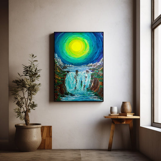 Moon Falls at Dana's Point - A Majestic Night on Canvas - Canvas - JumpingDots