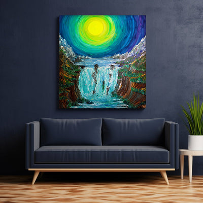 Moon Falls at Dana's Point - A Majestic Night on Canvas - Canvas - JumpingDots