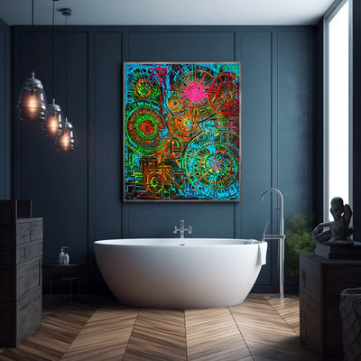Lifecycles 4- An Abstract Robotic Journey on Canvas - Canvas - JumpingDots