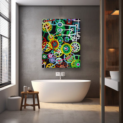 Robotic Wheels- Abstract Bright Painting on Canvas - Canvas - JumpingDots