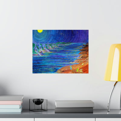 Cosmic Promenade- Starry Night River Walk on the Poster - Poster - JumpingDots