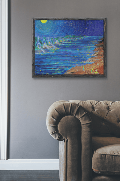 Cosmic Promenade- Starry Night River Walk on the Poster - Poster - JumpingDots