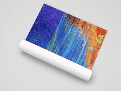 Cosmic Promenade- Starry Night River Walk on the Poster - Poster - JumpingDots