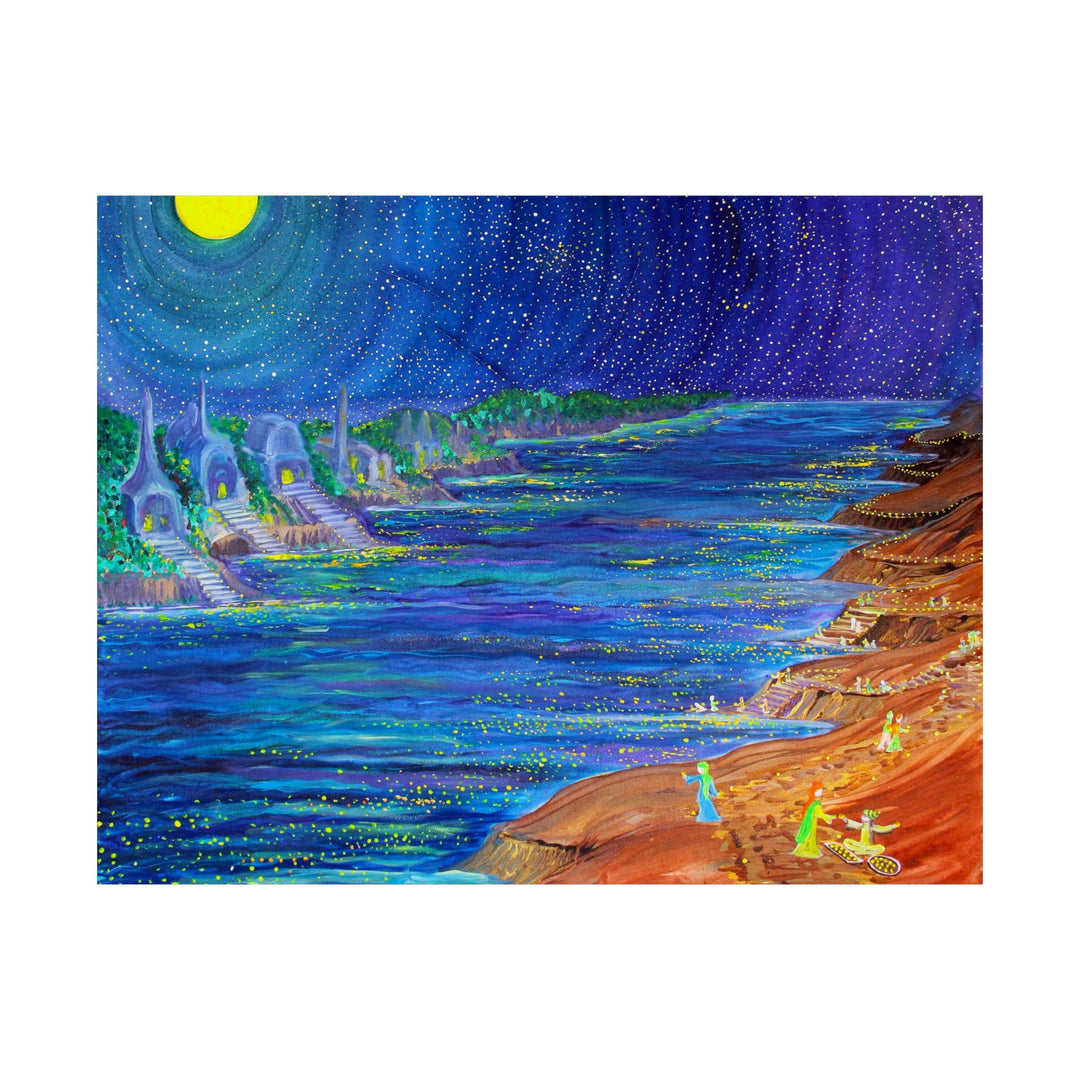 Cosmic Promenade- Starry Night River Walk on the Poster - Poster - JumpingDots