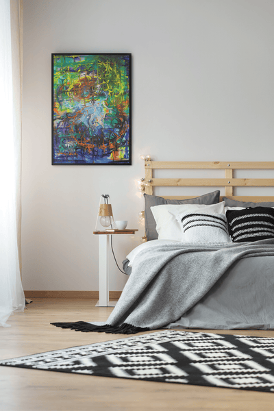Transcendent Reflections of Abstract Aqua Spheres on the Poster - Poster - JumpingDots