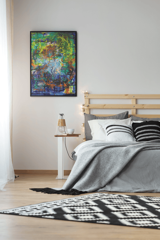 Transcendent Reflections of Abstract Aqua Spheres on the Poster - Poster - JumpingDots