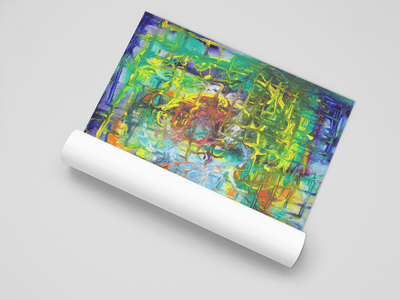 Transcendent Reflections of Abstract Aqua Spheres on the Poster - Poster - JumpingDots