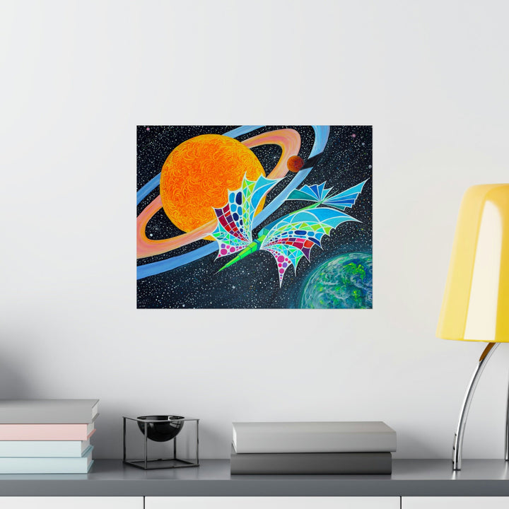 Cosmic Journey of a Solar Space Yacht Orbiting Orange Giant on the Poster - Poster - JumpingDots