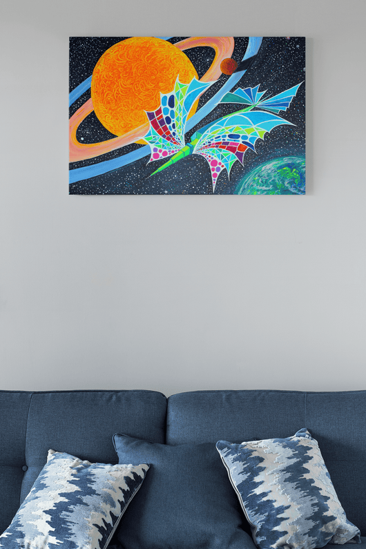 Cosmic Journey of a Solar Space Yacht Orbiting Orange Giant on the Poster - Poster - JumpingDots