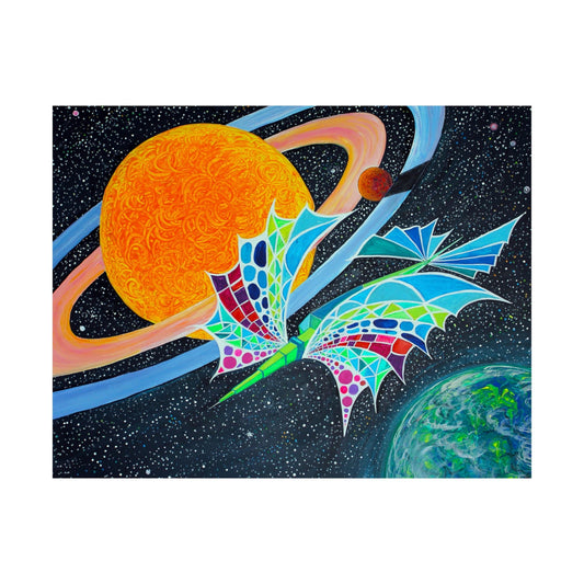 Cosmic Journey of a Solar Space Yacht Orbiting Orange Giant on the Poster - Poster - JumpingDots
