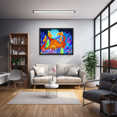 Mysterious Encounter with an Alien on A Bright Blue Planet on Canvas - Canvas - JumpingDots
