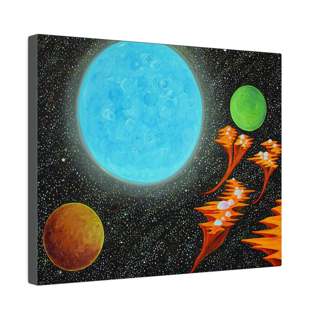 Celestial Continuum- The Journey Beyond - Floating Islands and Blue Planet Part II on Canvas - Canvas - JumpingDots