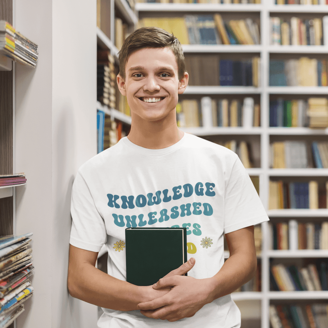 Knowledge Unleashed Futures Shaped T-Shirt - T-Shirt - JumpingDots