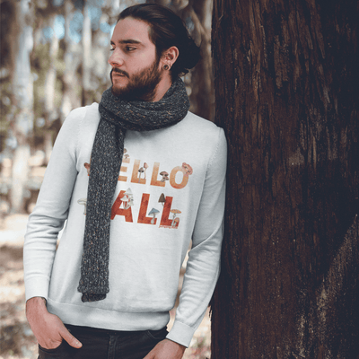Watercolored Hello Fall With Wild Mushrooms Unisex Sweatshirt - Sweatshirt - JumpingDots