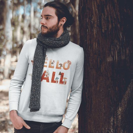 Watercolored Hello Fall With Wild Mushrooms Unisex Sweatshirt - Sweatshirt - JumpingDots