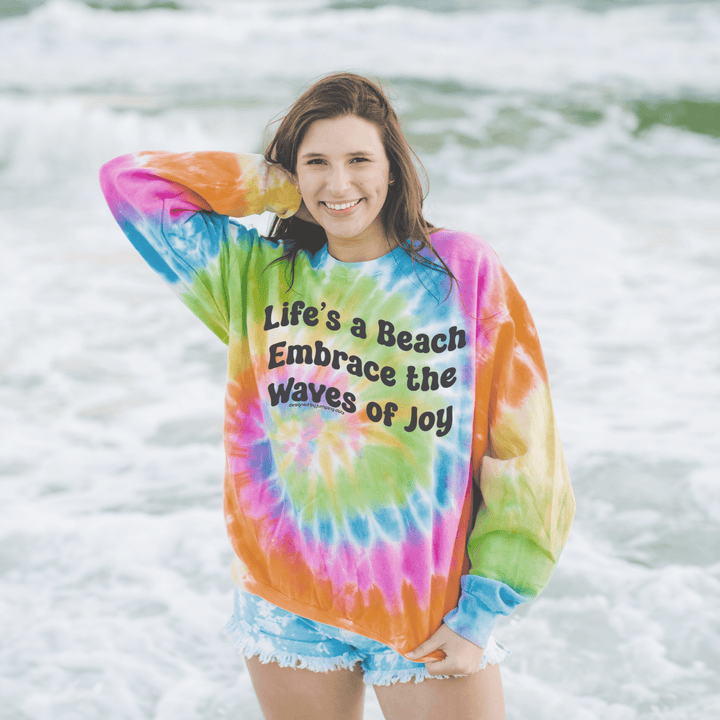 Life's A Beach Tie Dye Sweatshirt - Sweatshirt - JumpingDots
