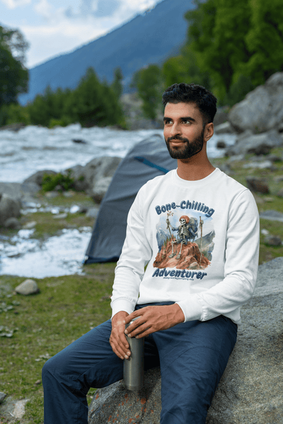 Hiking Skeleton Halloween Unisex Sweatshirt - Sweatshirt - JumpingDots