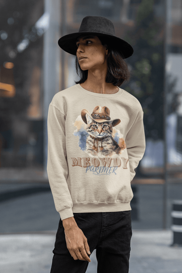 Vintage Meowdy Pardner Cat Unisex Sweatshirt - Sweatshirt - JumpingDots