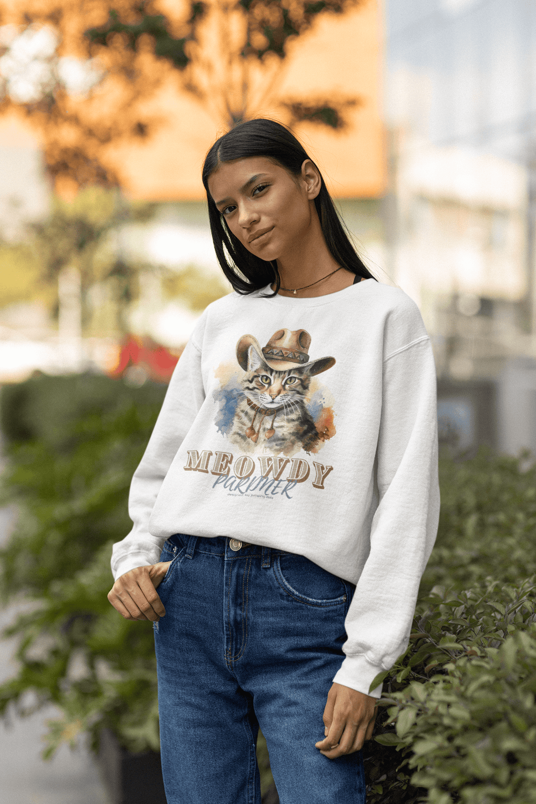 Vintage Meowdy Pardner Cat Unisex Sweatshirt - Sweatshirt - JumpingDots