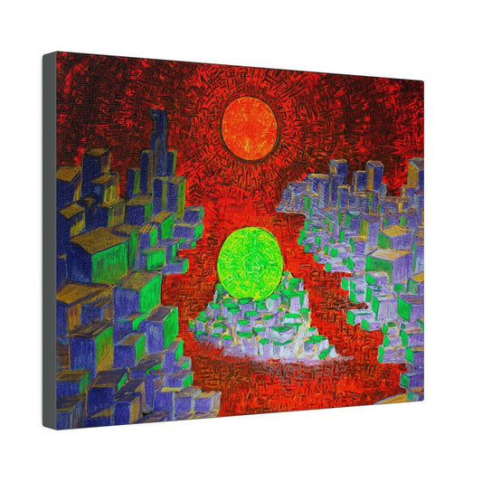 Cosmic Metropolis- Solar Space City on Canvas - Canvas - JumpingDots
