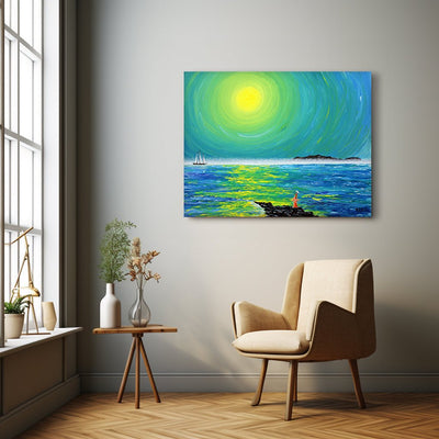 Misty Dawn Departure- Sea Mist Sunrise Wall Art on Large Canvas - Canvas - JumpingDots