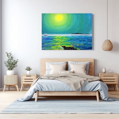 Misty Dawn Departure- Sea Mist Sunrise Wall Art on Large Canvas - Canvas - JumpingDots